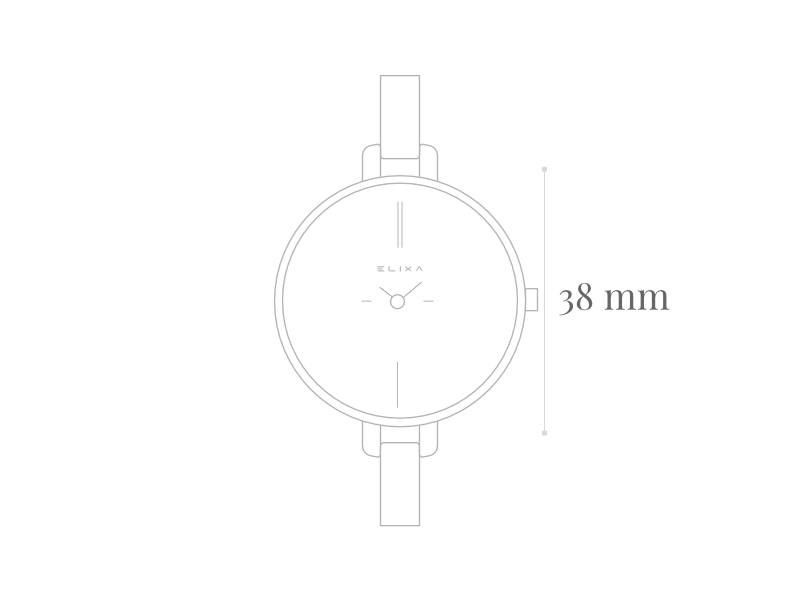 szkic zegarka E069-L229 z wielkością koperty