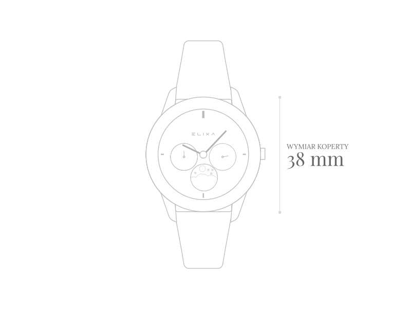 szkic zegarka E088-L334-K1 z rozmiarem koperty