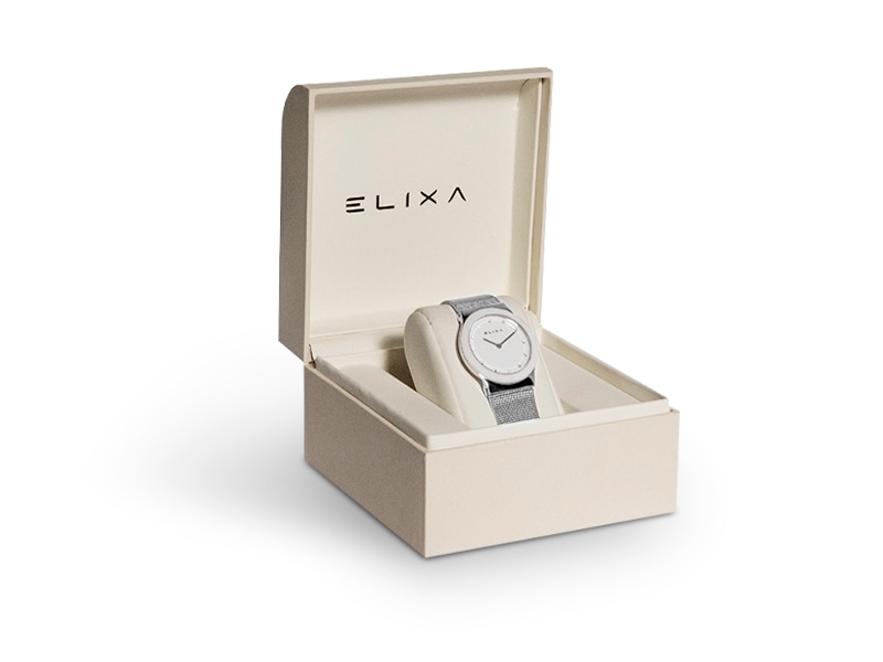 biały zegarek E101-L395 w pudełku