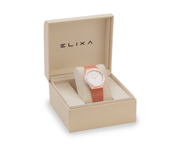 biały zegarek E101-L399 w pudełku