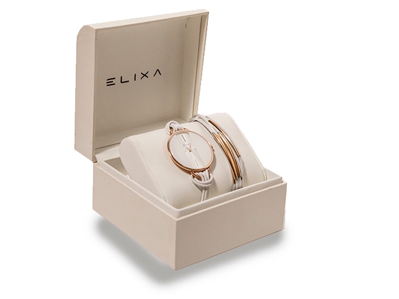biały zegarek E096-L373-K1 w pudełku