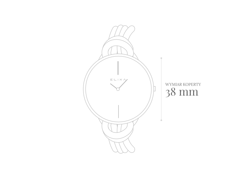 szkic zegarka E096-L373-K1 z wymiarem koperty