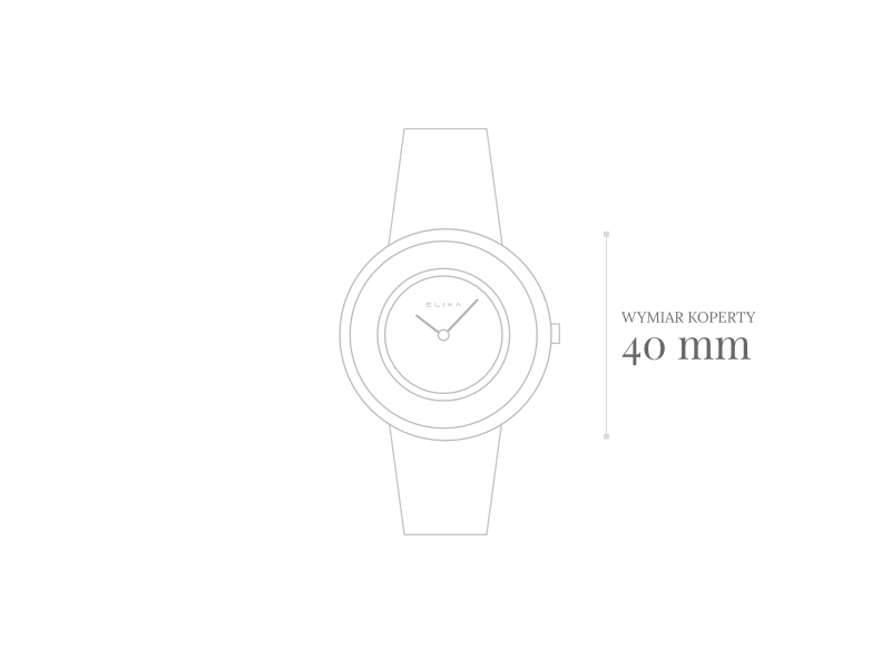 szkic zegarka E098-L381 z wymiarem koperty