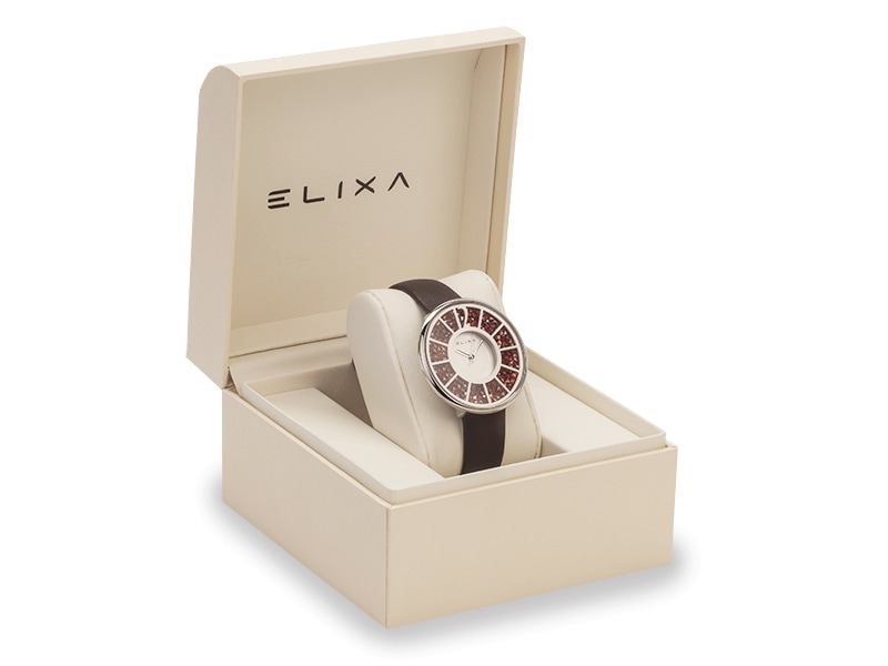 bordowy zegarek E098-L383 w pudełku