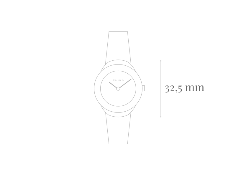 szkic zegarka E101-L396 z wielkością koperty