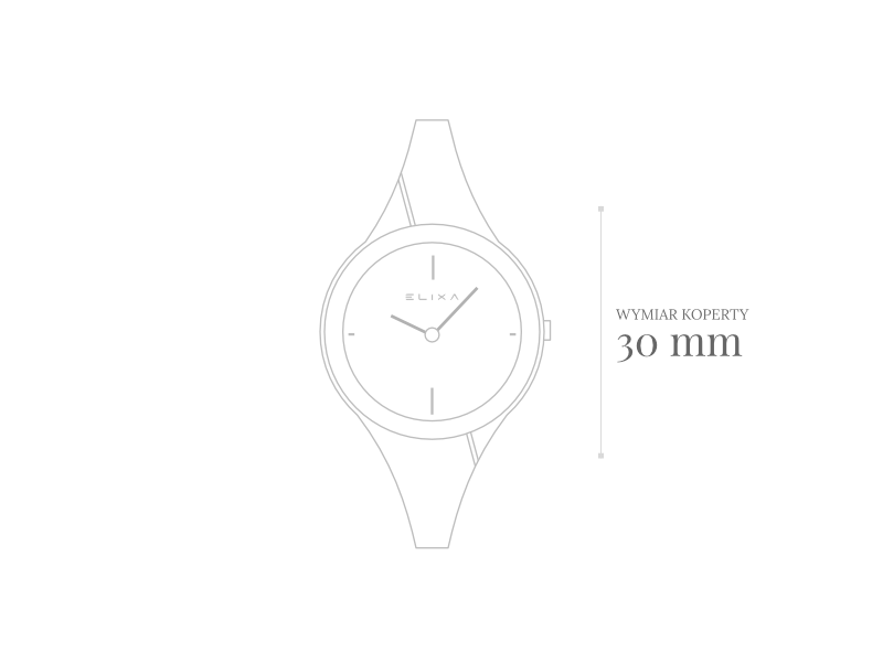 szkic zegarka E112-L451 z wymiarem koperty