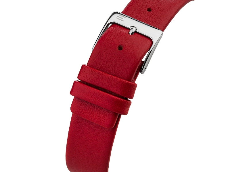 czerwony skórzany pasek zegarka E114-L461