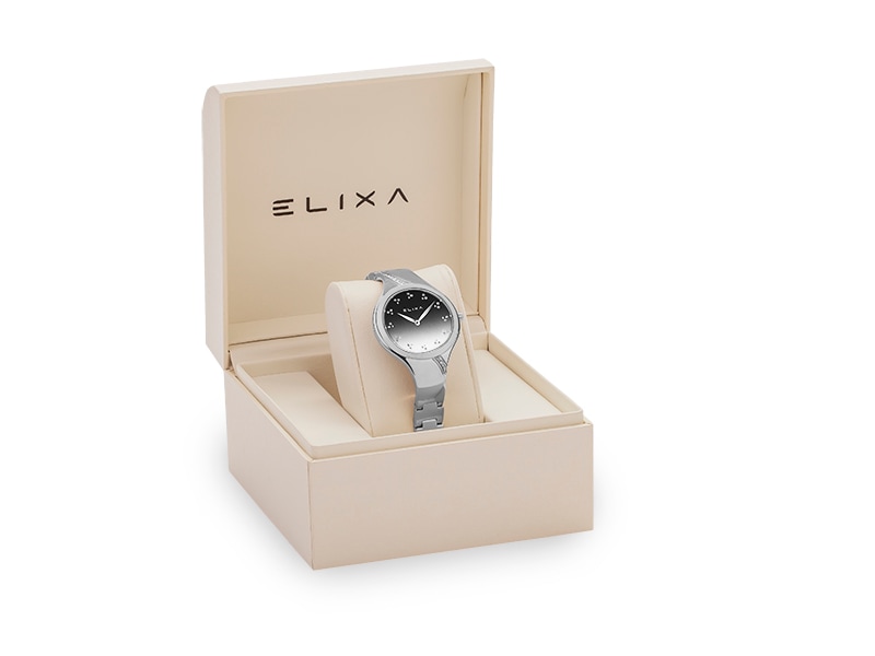 srebrny zegarek E118-L478 w pudełku
