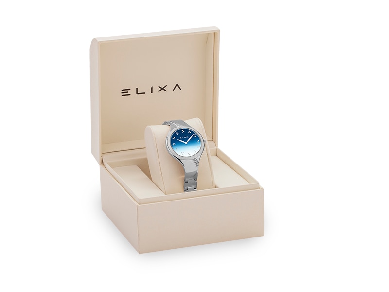 srebrny zegarek E118-L479 w pudełku
