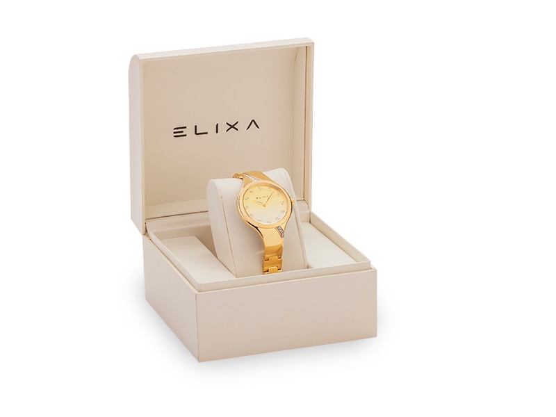 złoty zegarek w pudełku E118-L481