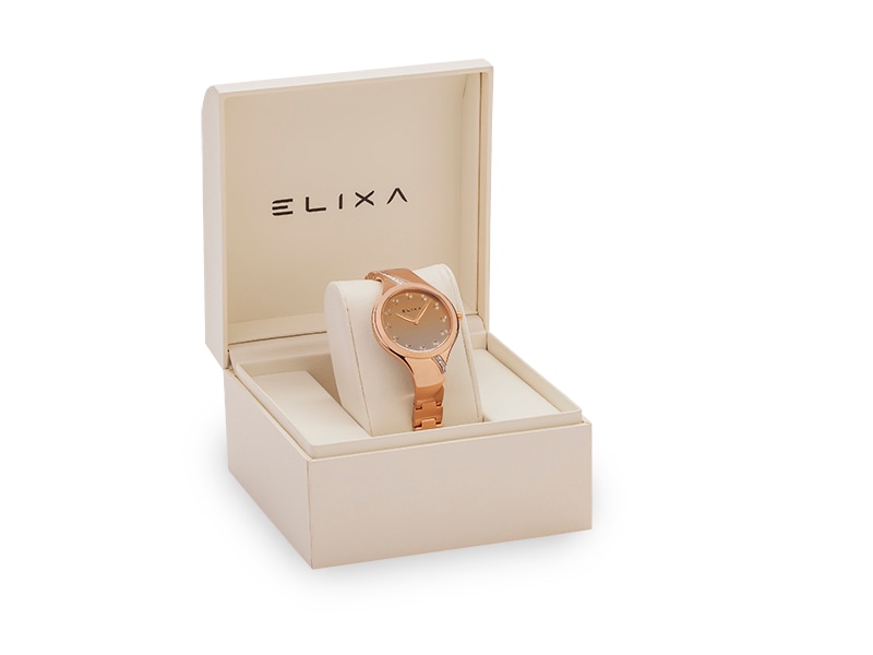 różowy pozłacany zegarek E118-L482 w pudełku