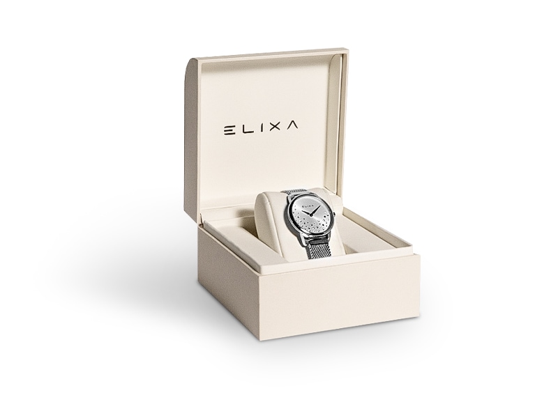 srebrny zegarek E121-L491 w pudełku