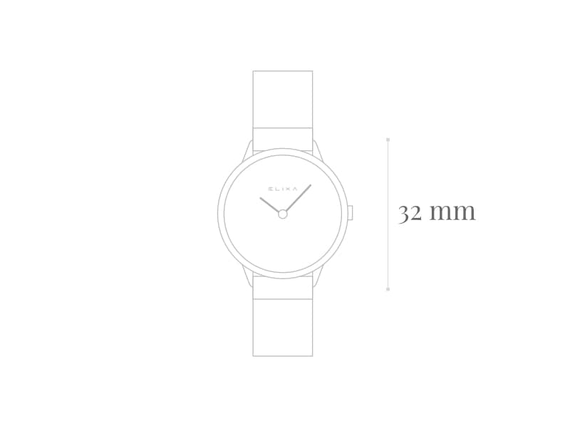 szkic zegarka E121-L493 z wymiarem koperty