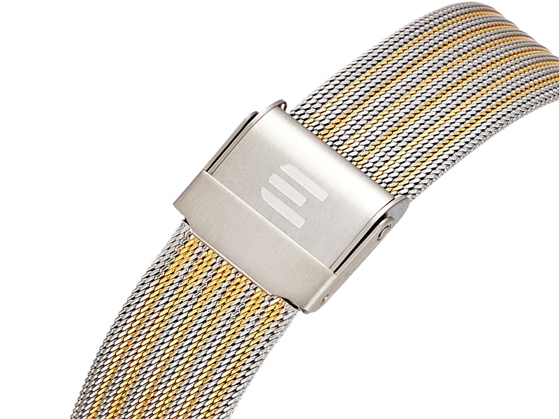 bransoleta stalowa w kolorze srebra i złota zegarka E122-L498