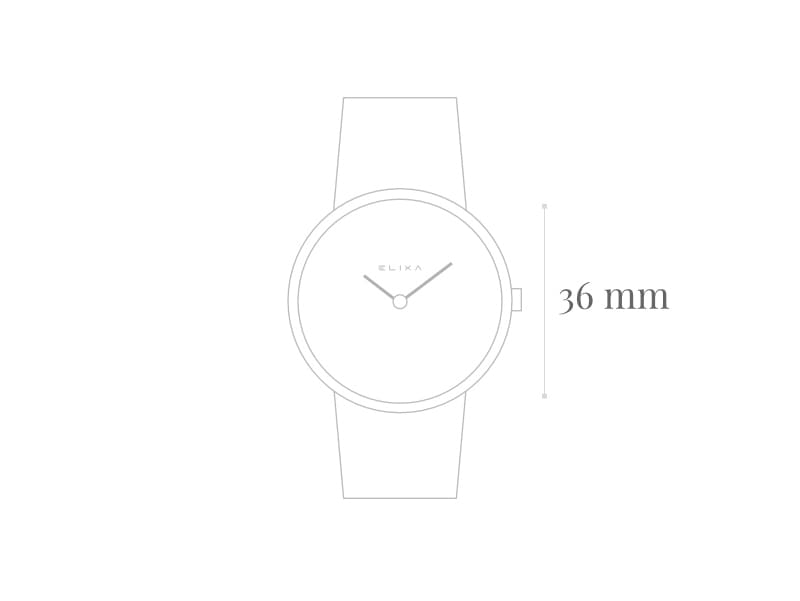 szkic zegarka E122-L499 wraz z wymiarem koperty