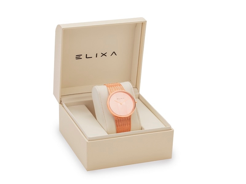 różowy pozłacany zegarek E122-L501 w pudełku