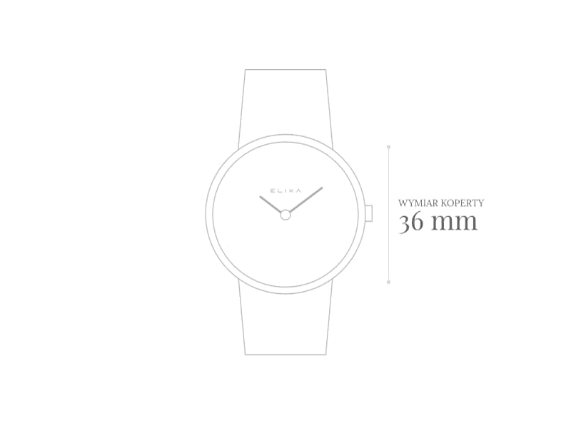 szkic zegarka E122-L503 z rozmiarem koperty
