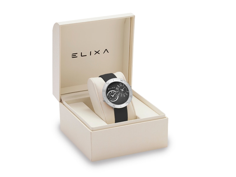 czarny zegarek E123-L504 w pudełku