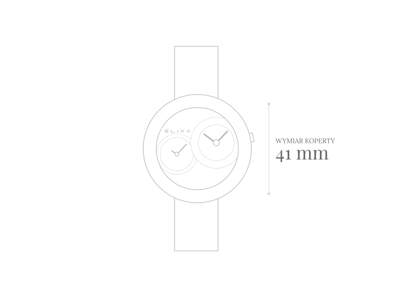szkic zegarka E123-L504 z wymiarem koperty