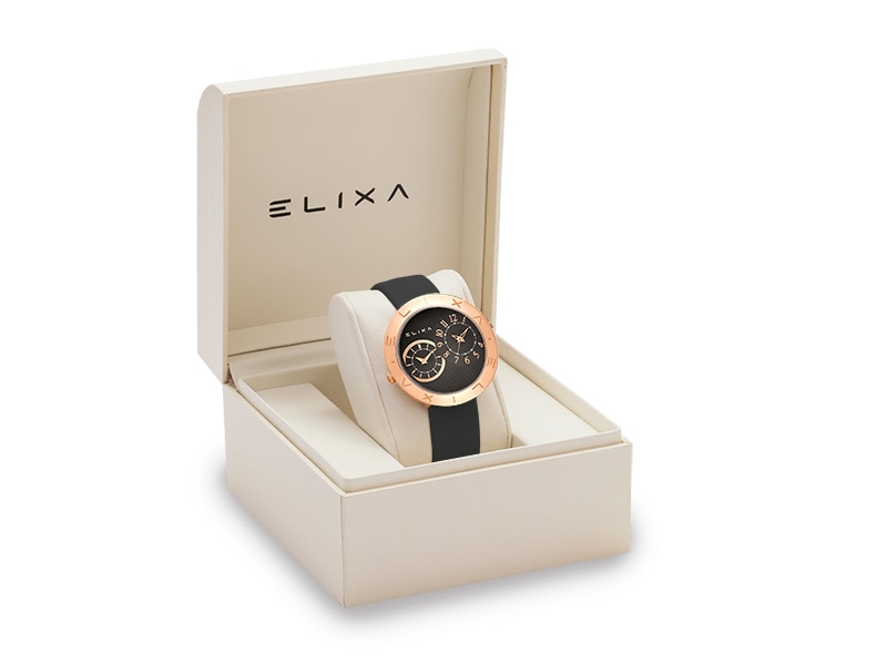 czarny zegarek E123-L507 w pudełku