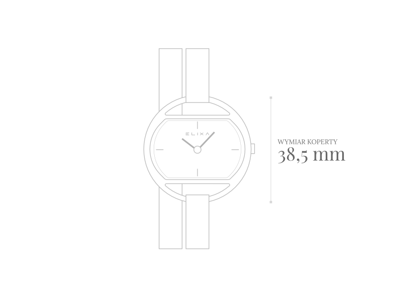 szkic zegarka E125-L511 z wymiarem koperty