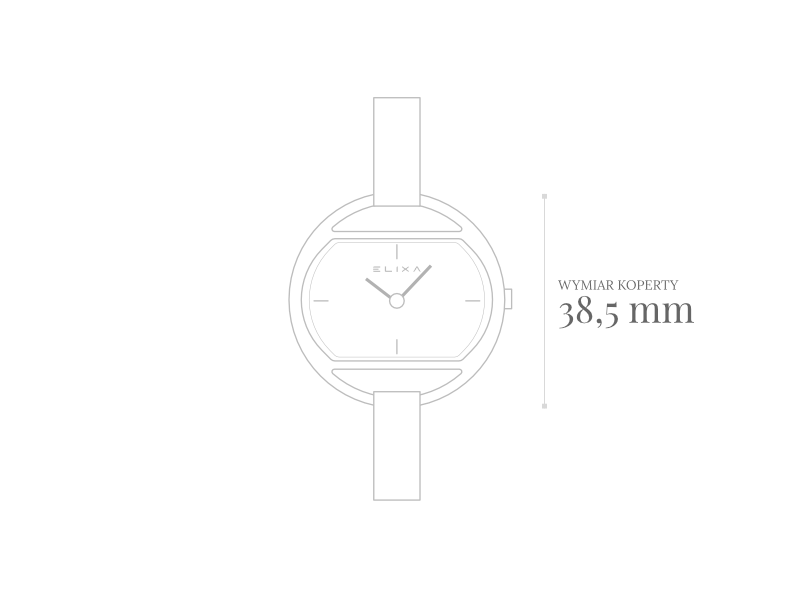 szkic zegarka E125-L515 z wymiarem koperty