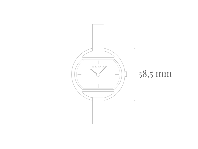 szkic zegarka E125-L516 z wymiarem koperty