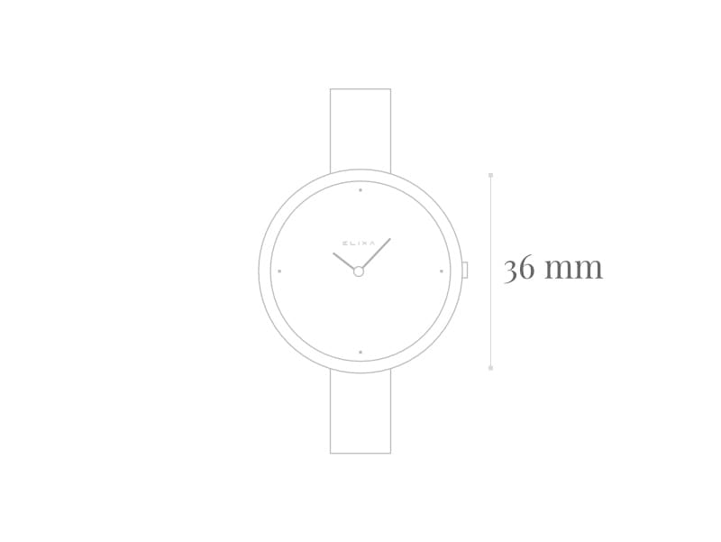 szkic zegarka E127-L525 z wymiaarmi koperty