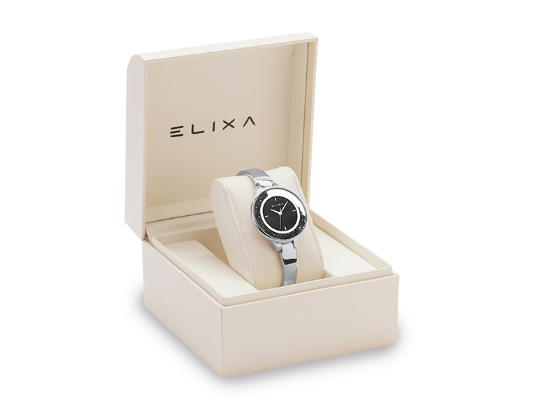 srebrny zegarek E128-L530 w pudełku