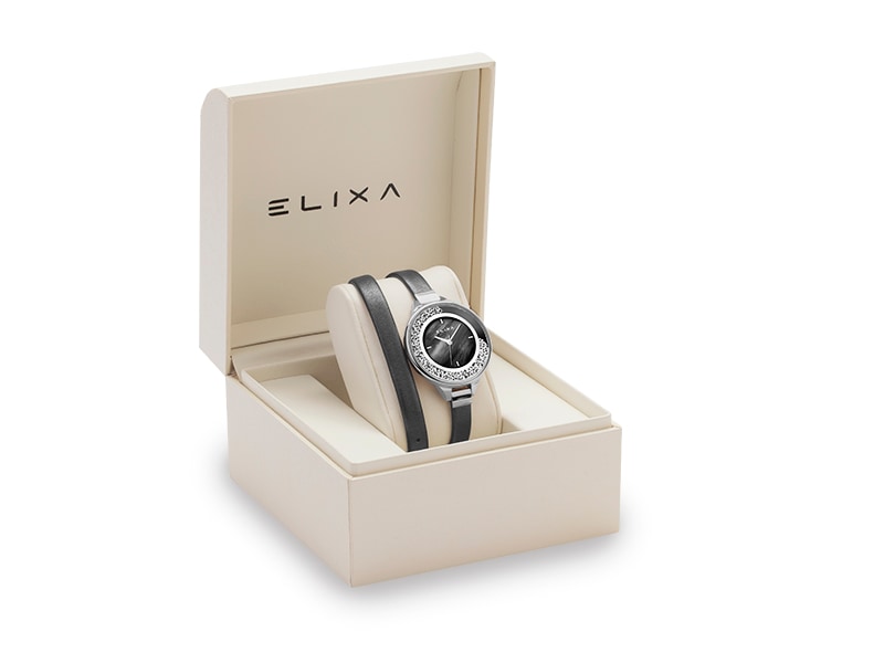 czarny zegarek E128-L532 w pudełku