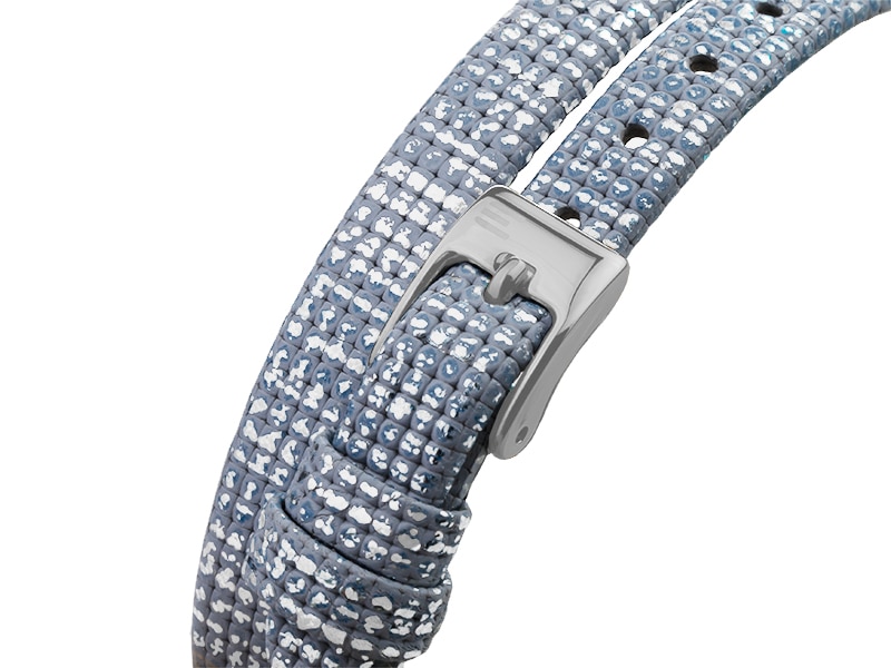 niebieski skórzany pasek srebrnego zegarka E129-L537