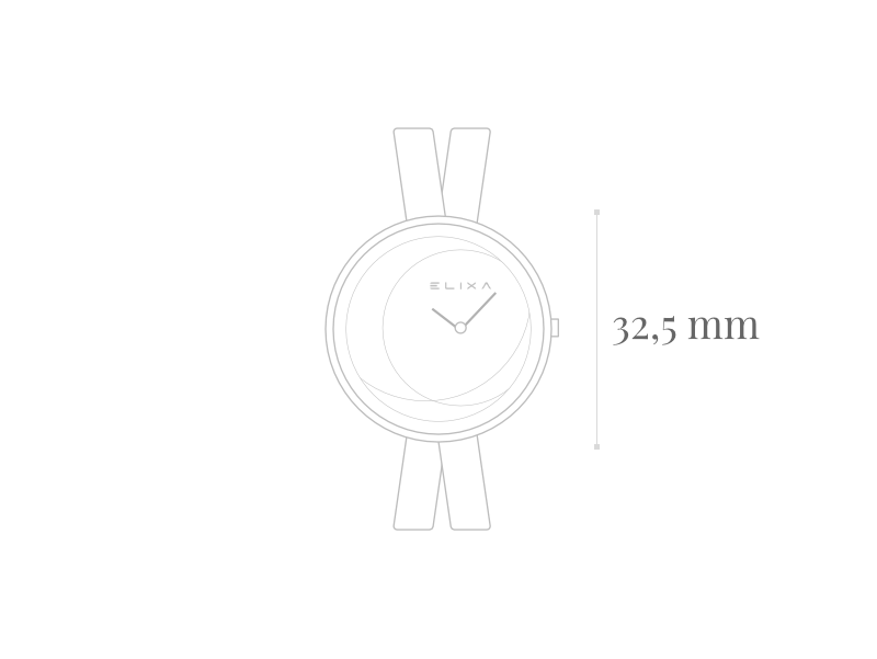 szkic zegarka E129-L537 z wymiarem koperty