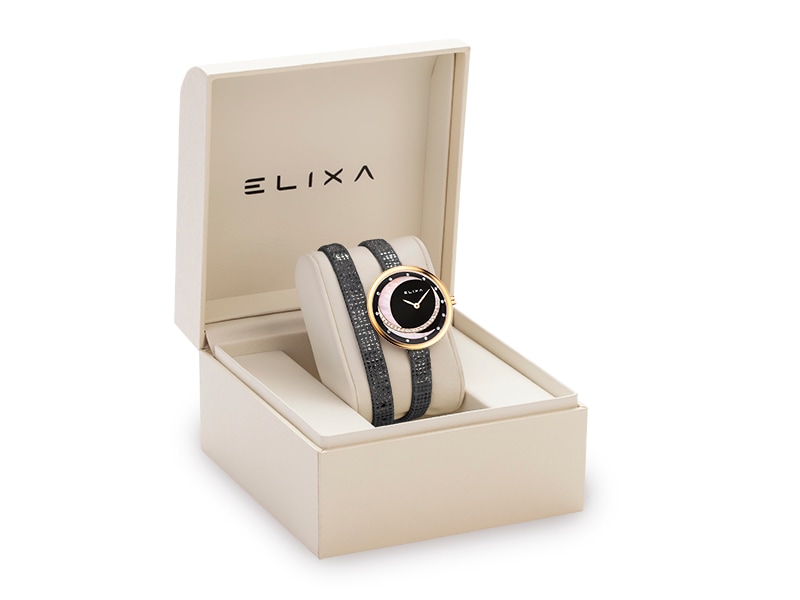 czarny zegarek E129-L538 w pudełku