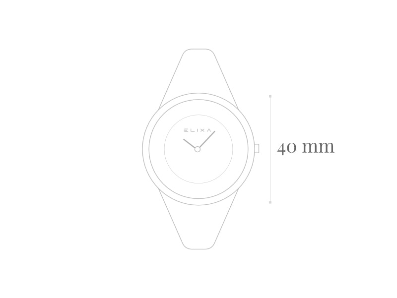 szkic zegarka E132-L558 z wymiarem koperty
