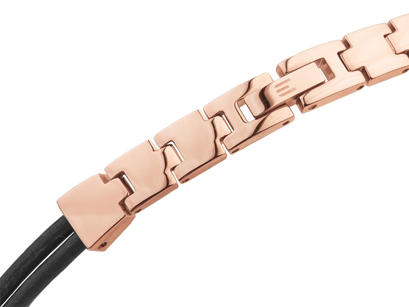 czarny skórzany pasek różowego pozłacanego zegarka E133-L565-K1