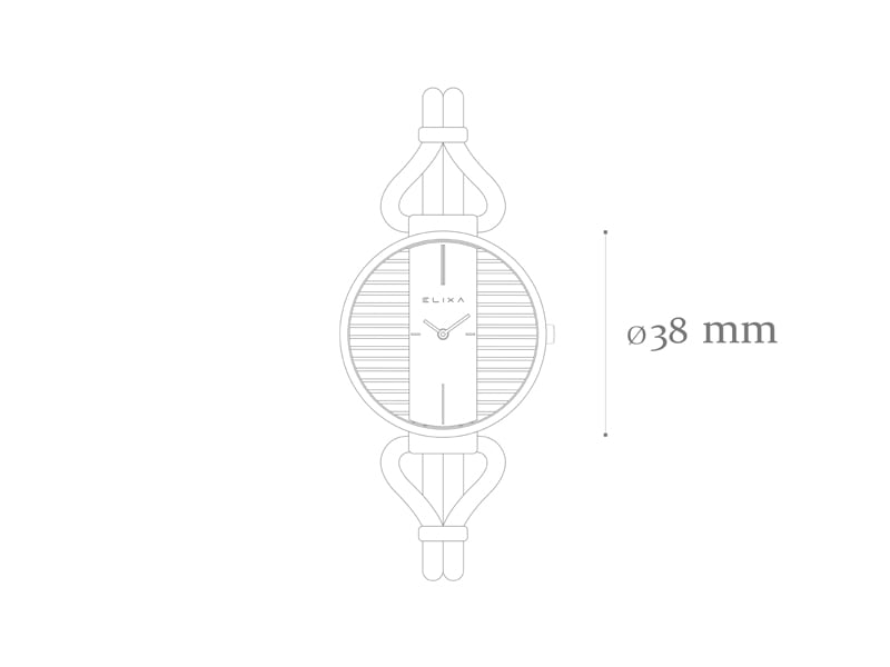 szkic zegarka E133-L565-K1 z wymiarem koperty