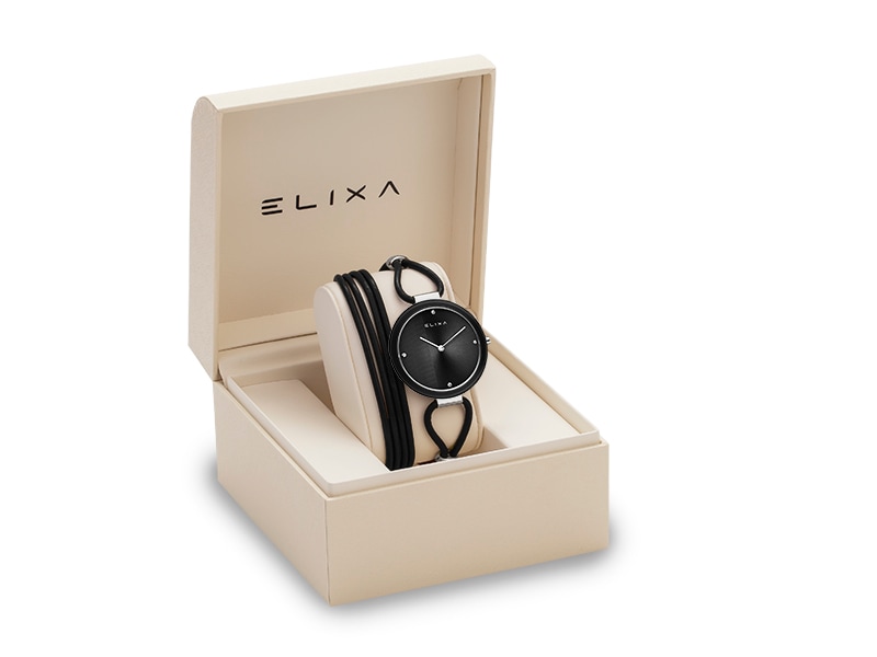 czarny zegarek E135-L576 w pudełku