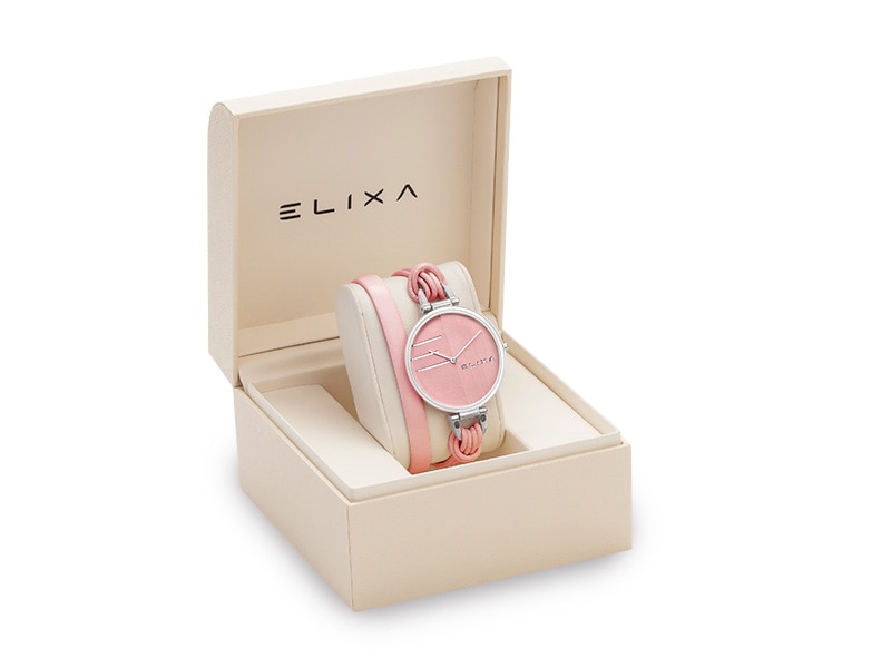 różowy zegarek E136-L590 w pudełku