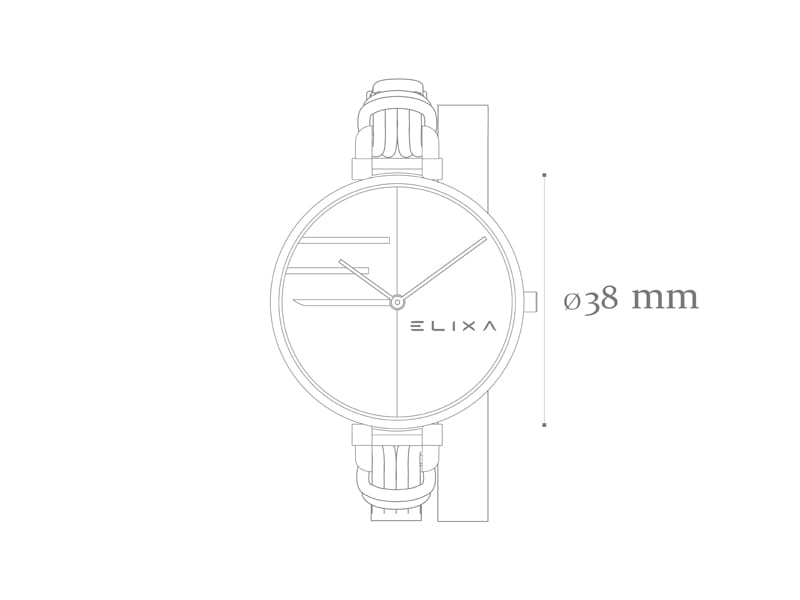 szkic zegarka E136-L590 z wymiarem koperty