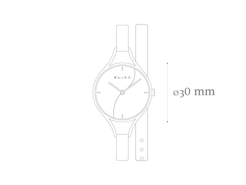 szkic zegarka E138-L606 z wymiarem koperty