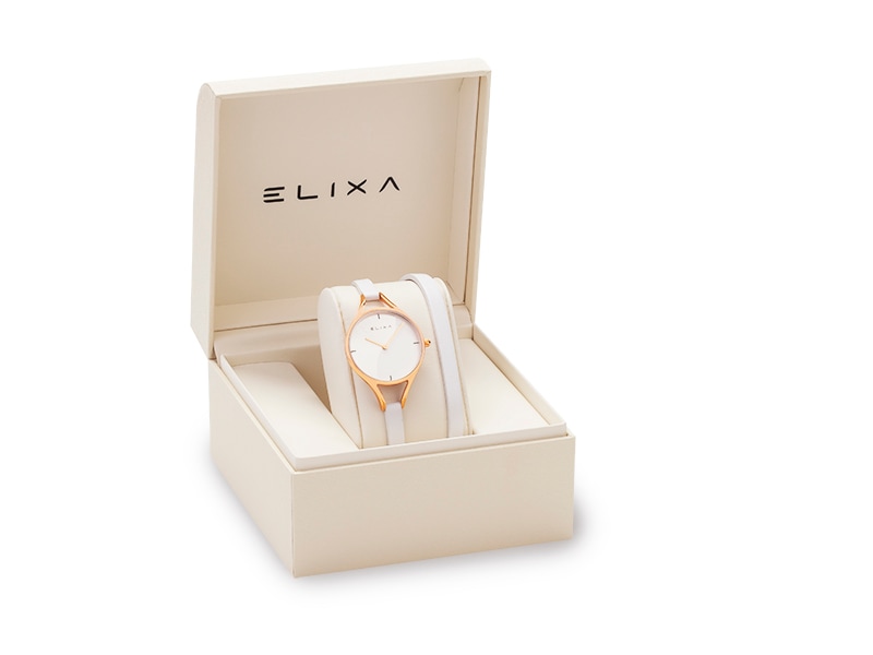 biały zegarek E138-L607 w pudełku