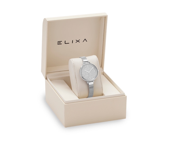 srebrny zegarek E139-L610 w pudełku