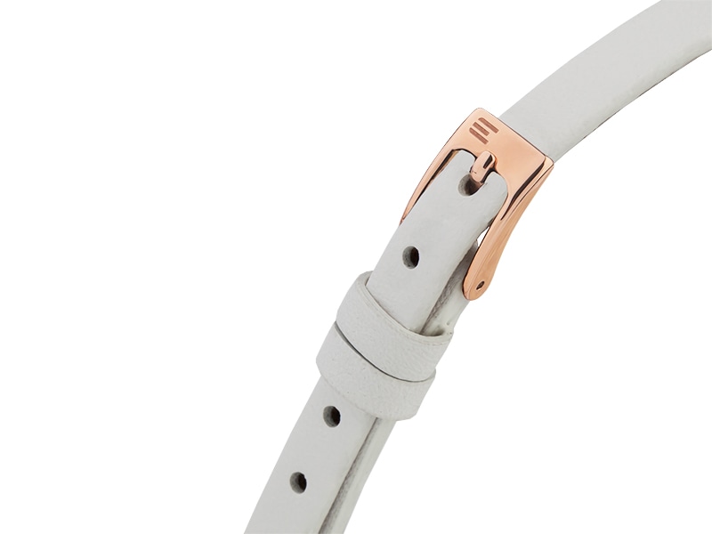 biały skórzany pasek różowego pozłacanego zegarka E139-L612
