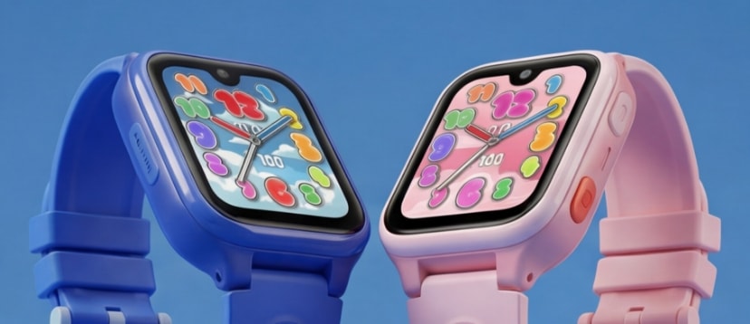 Niebieski i różowy smartwatch marki am:pm - przybliżenie