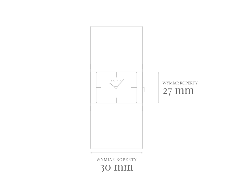 szkic zegarka E074-L266 wraz z wymiarami koperty
