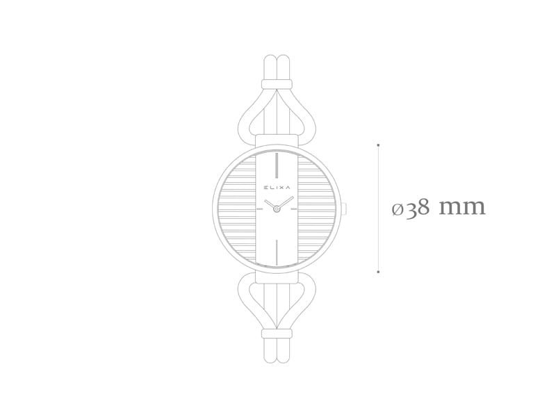 szkic zegarka E133-L563-K1 z wymiarem koperty