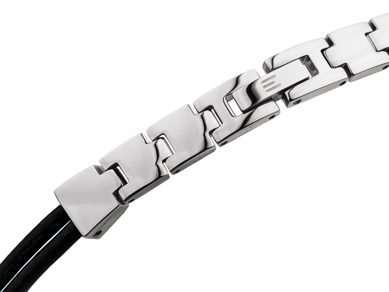 czarny skórzany zegarek E135-L576