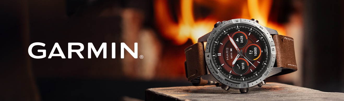 Zegarek marki Garmin - skórzana brązowa opaska