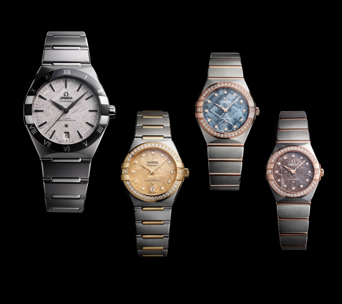 Cztery zegarki marki Omega z bransoleta ze stali szlachetnej