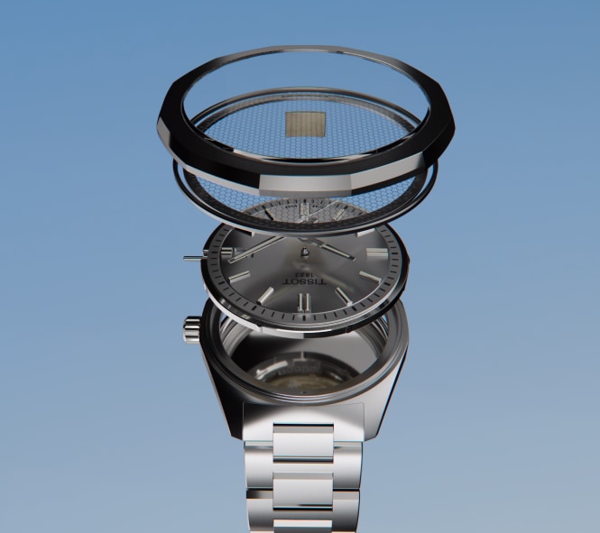 Tarcza zegarka rozłożona na części